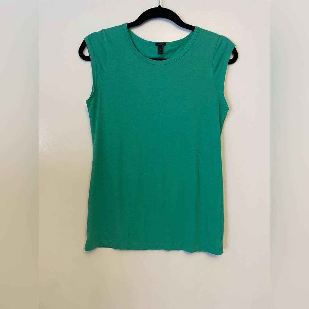 J. Crew Green Cap Sleeve Top